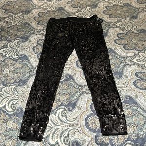 NWT Express black sequin high rise stretch leggings size M